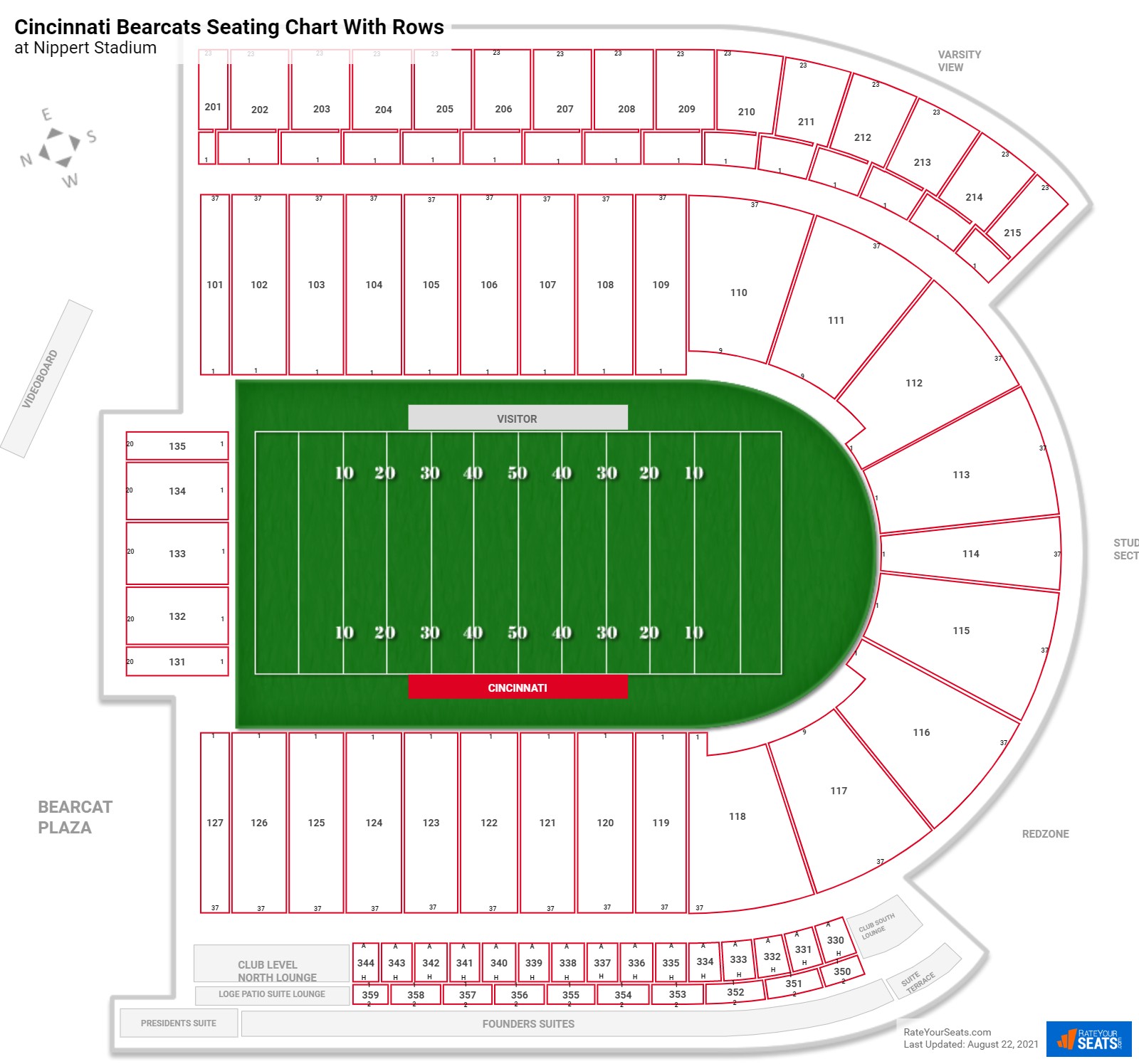 Nippert Stadium Seating for Cincinnati Football - RateYourSeats.com