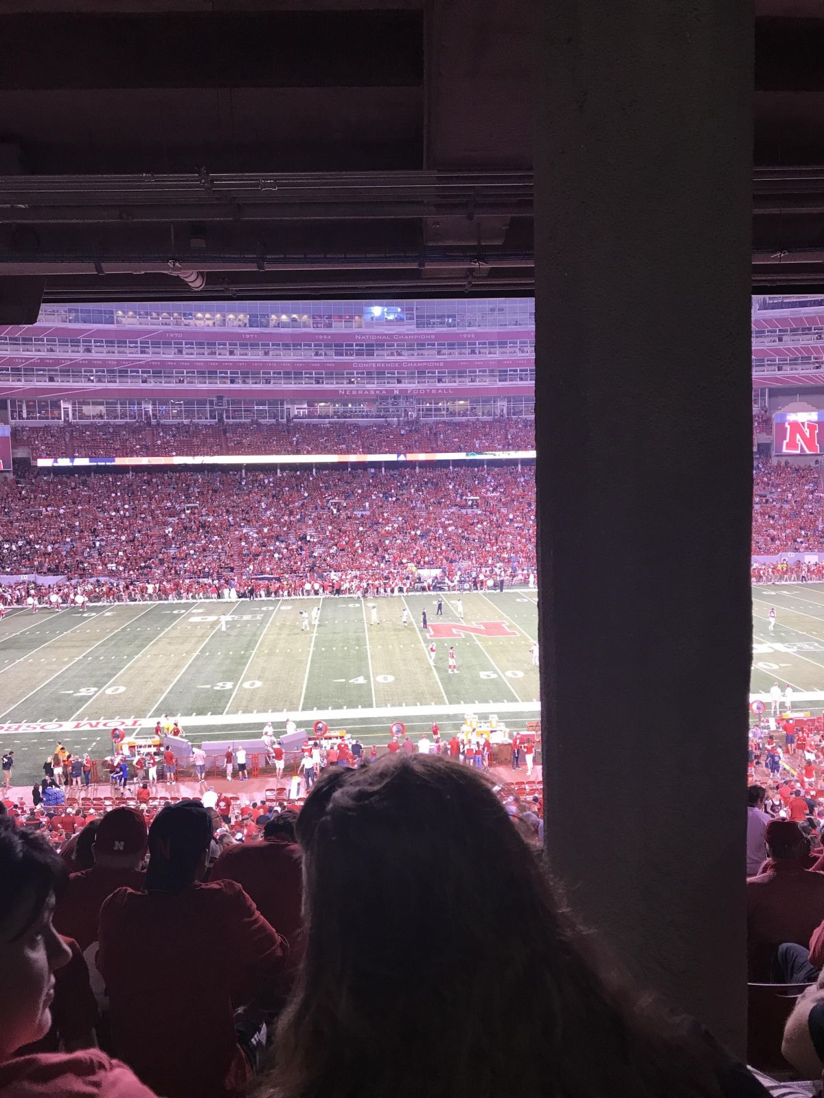 Almost perfect, giant pole blocks view Memorial Stadium Section 7