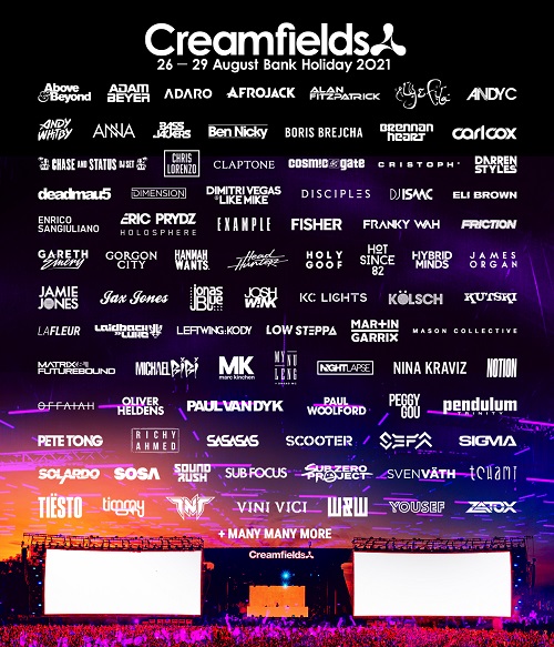 Creamfields 2021 have announced more acts to the ever growing line up