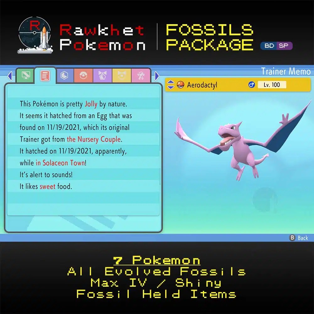 Fossils Package (7x, 6IV, Shiny, Battle Ready) Pokemon Brilliant