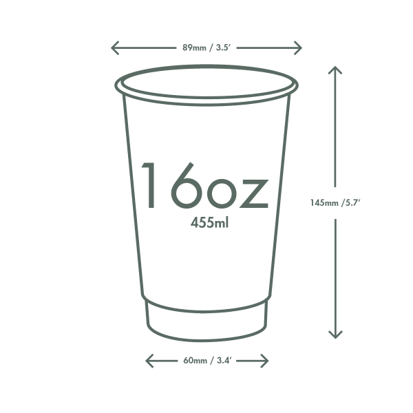 16oz Designer Takeaway Hot Cups Double Wall Boxed 400 RawPac