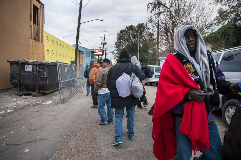 Homeless in New Orleans Shelter for the night