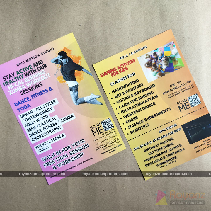 Dance Studio A5 Pamphlet Colour Printing Sample A5 Flyers
