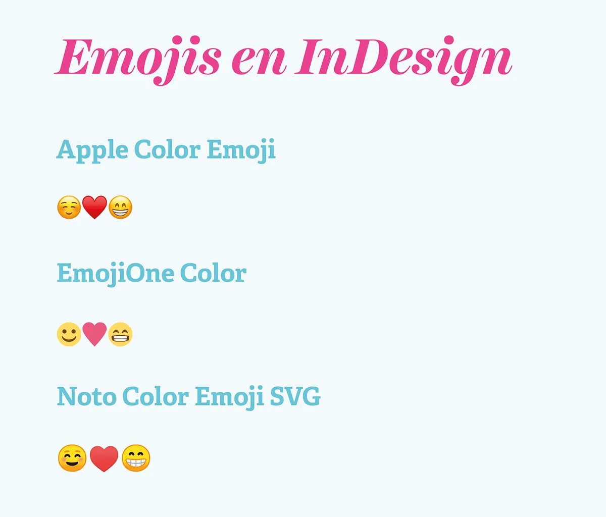 Emojis en InDesign Rayitas Azules Diseño Editorial y Tipografía
