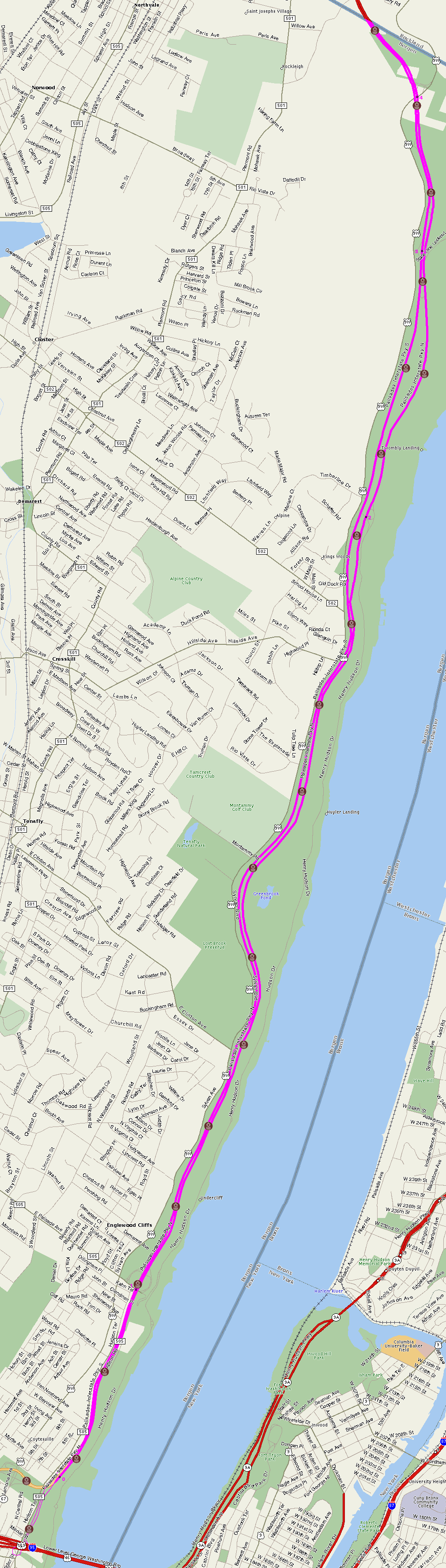 Map of the Palisades Interstate Parkway (PIP)