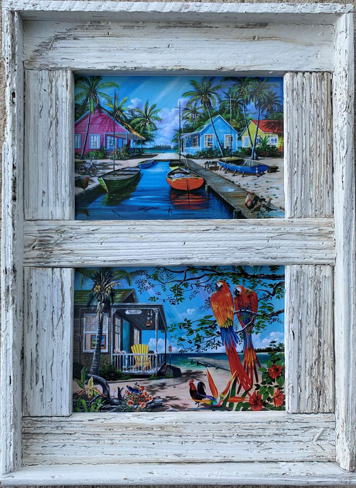 Ray Rolston Prints in Lobster Trap Frames Landscape Display