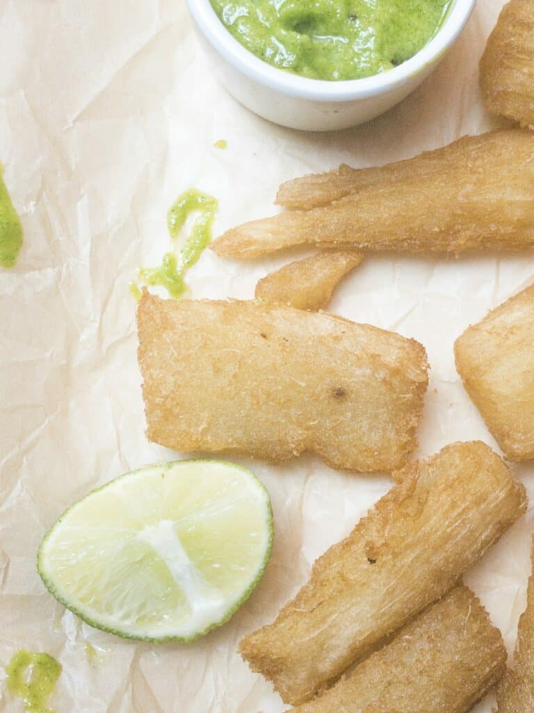 Fried Yuca with Green Mojo Sauce air fryer recipe Razzle Dazzle Life