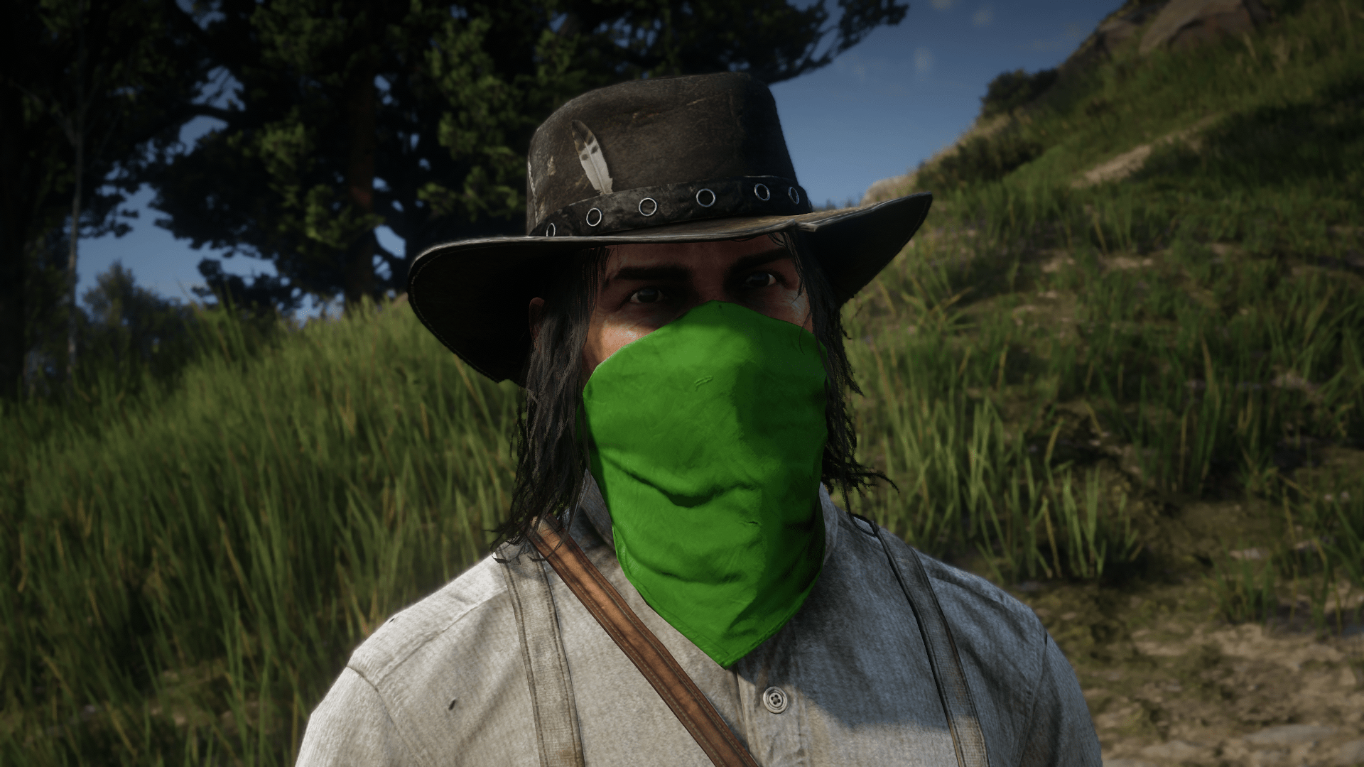Green and Yellow and a Black Pattern Bandanas Red Dead Redemption 2 Mod