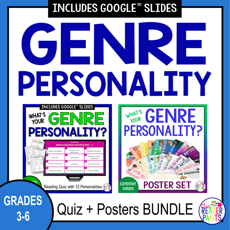 Elementary Genre Personality Quiz BUNDLE Includes Quiz and Posters