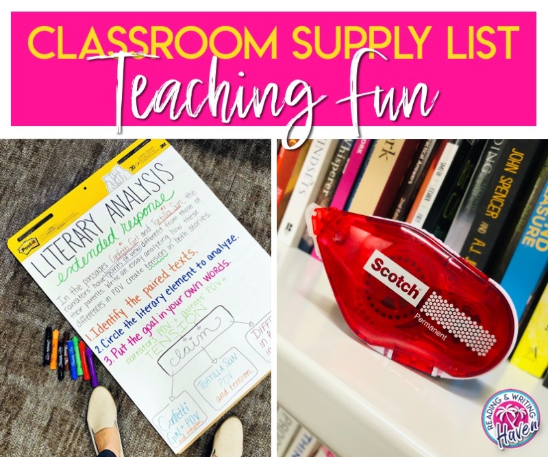 The Big Classroom Supply List for Teachers Reading and Writing Haven
