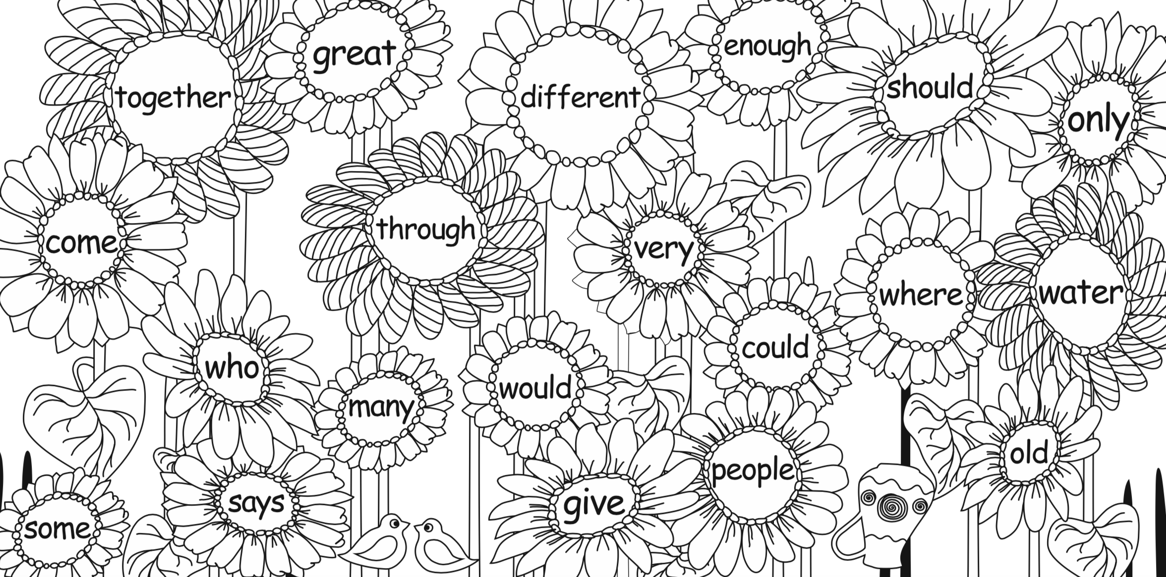 Sight Words Pdf With Sunflowers - Reading Elephant