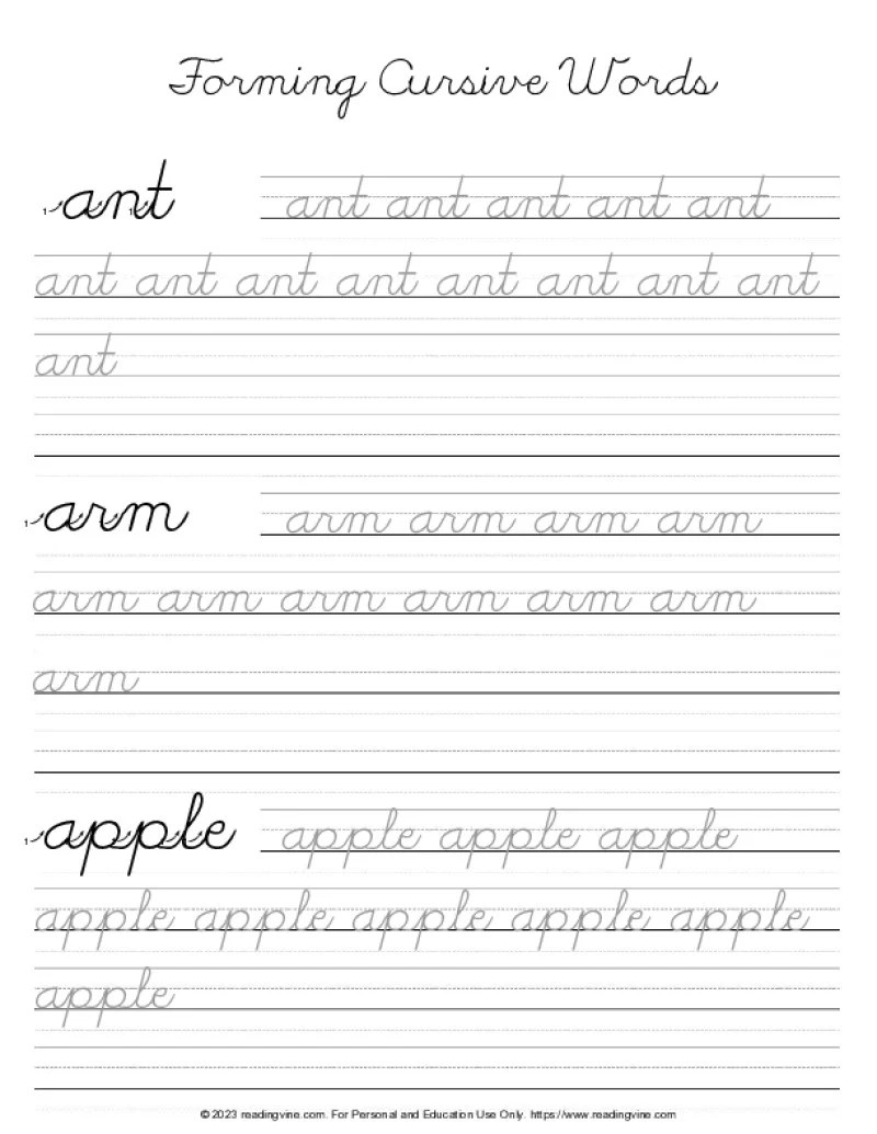 Cursive Letter A Forming Cursive WordsImage ReadingVine