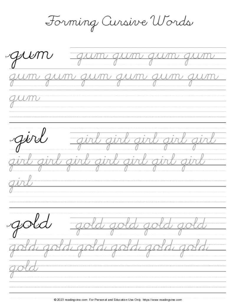 Cursive Writing - Letter G | ReadingVine.com