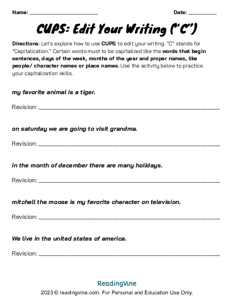 CUPS Extension ActivityImage ReadingVine