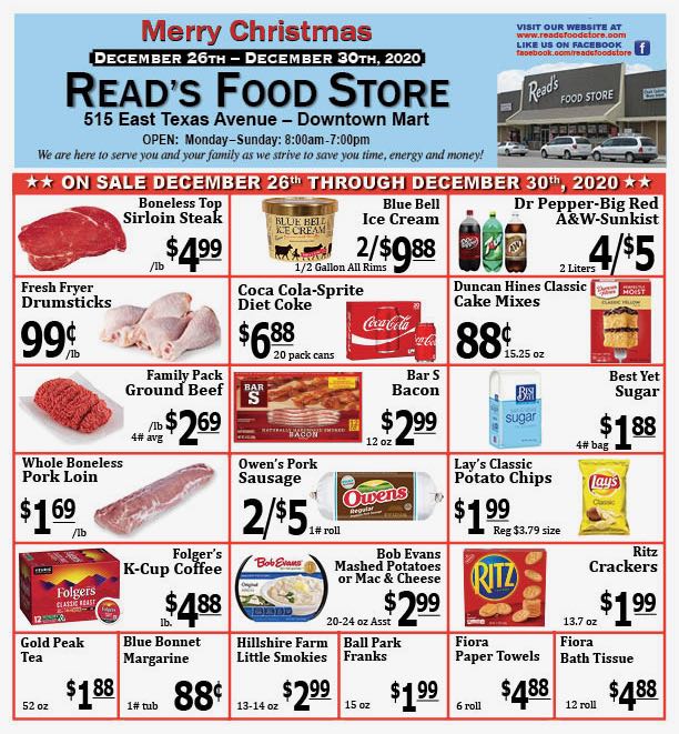 Weekly Specials Read’s Food Store