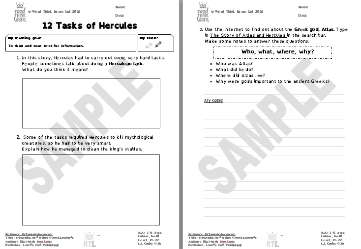 12 Tasks of Hercules Read Think Learn