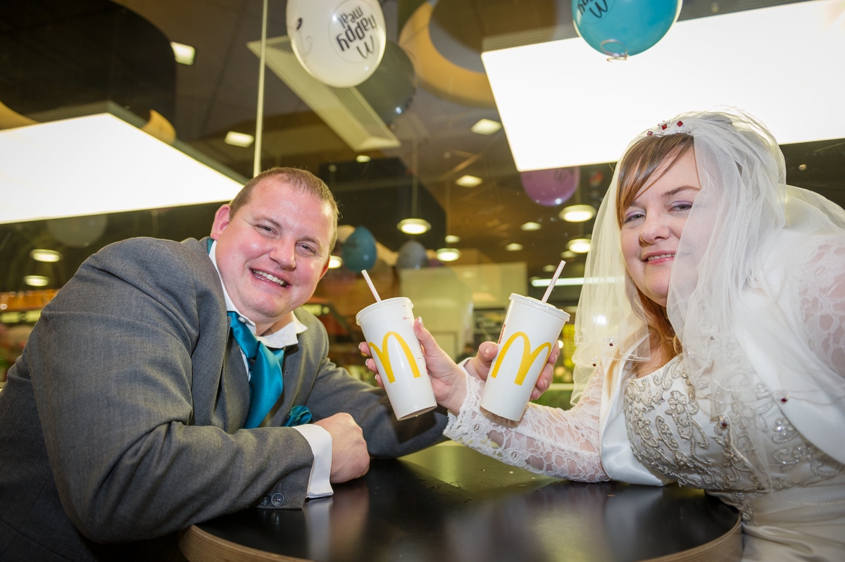 Couple prove marriage is for burger or for worse by getting married in