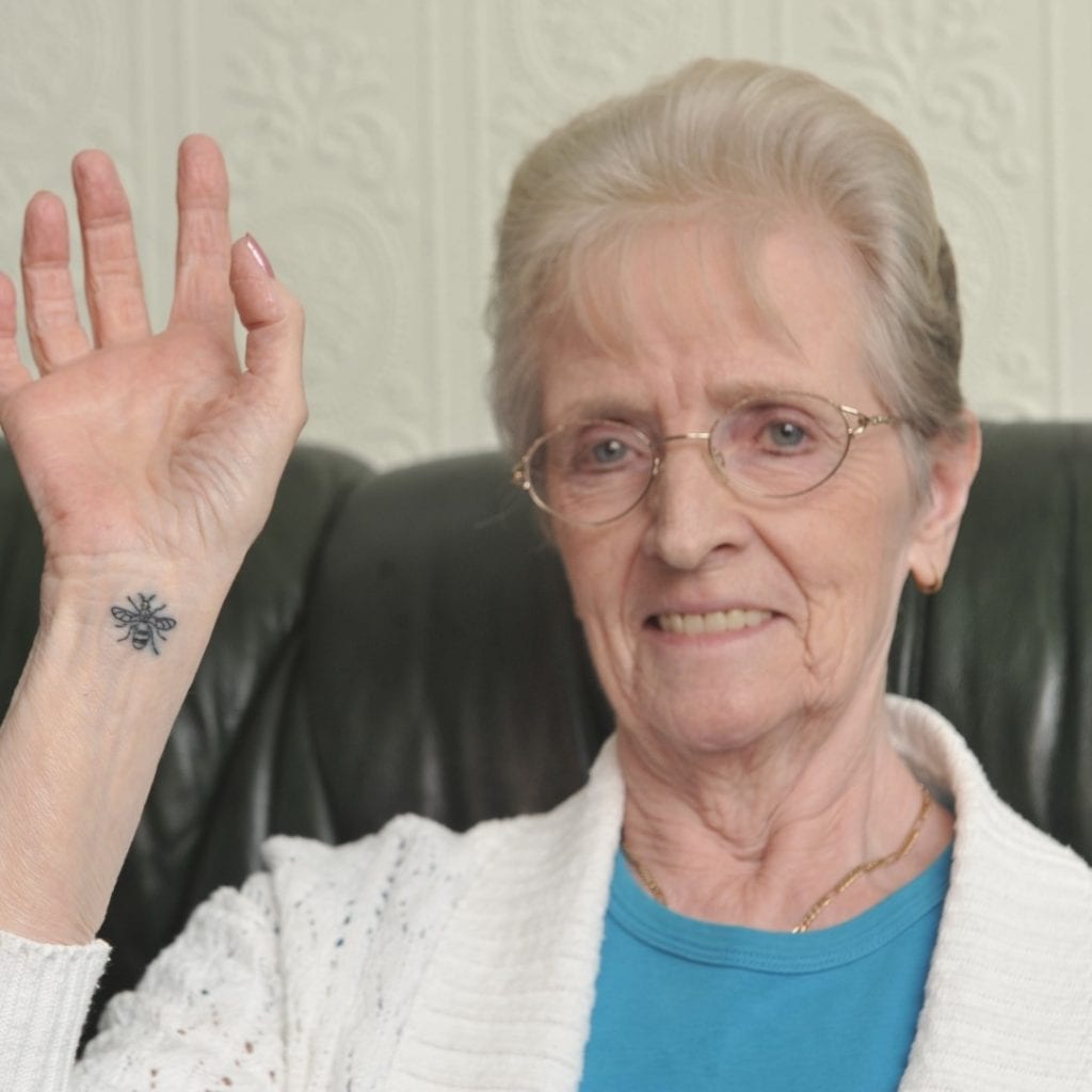 Pensioner Is One Of The Oldest In The Uk To Get Manchester Bee Tattoo With First Ever Inking In Tribute To Victims - Real Fix Magazine 1024_x_1024_jpg