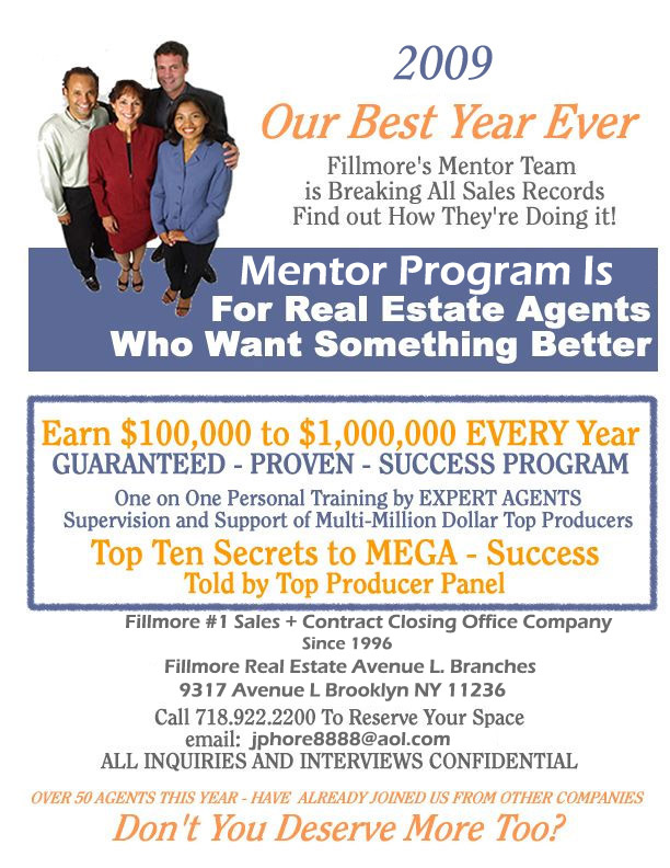 New York City Real Estate Jobs Fillmore Mentor/Mentee Program Brooklyn Real Estate Jobs