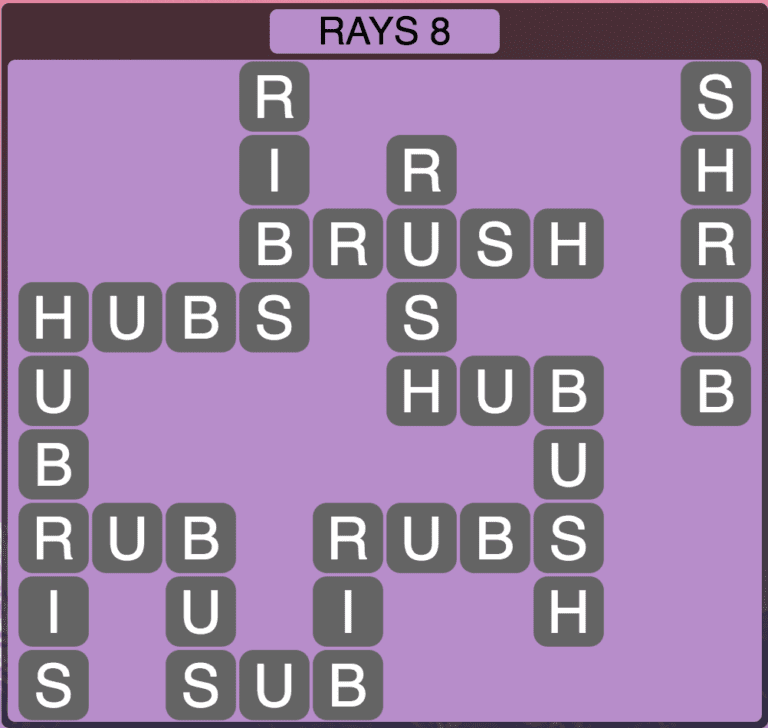 Wordscapes Level 184 (Rays 8) Answer » Qunb