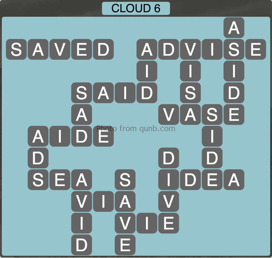 Wordscapes Level 214 (Cloud 6) Answer » Qunb