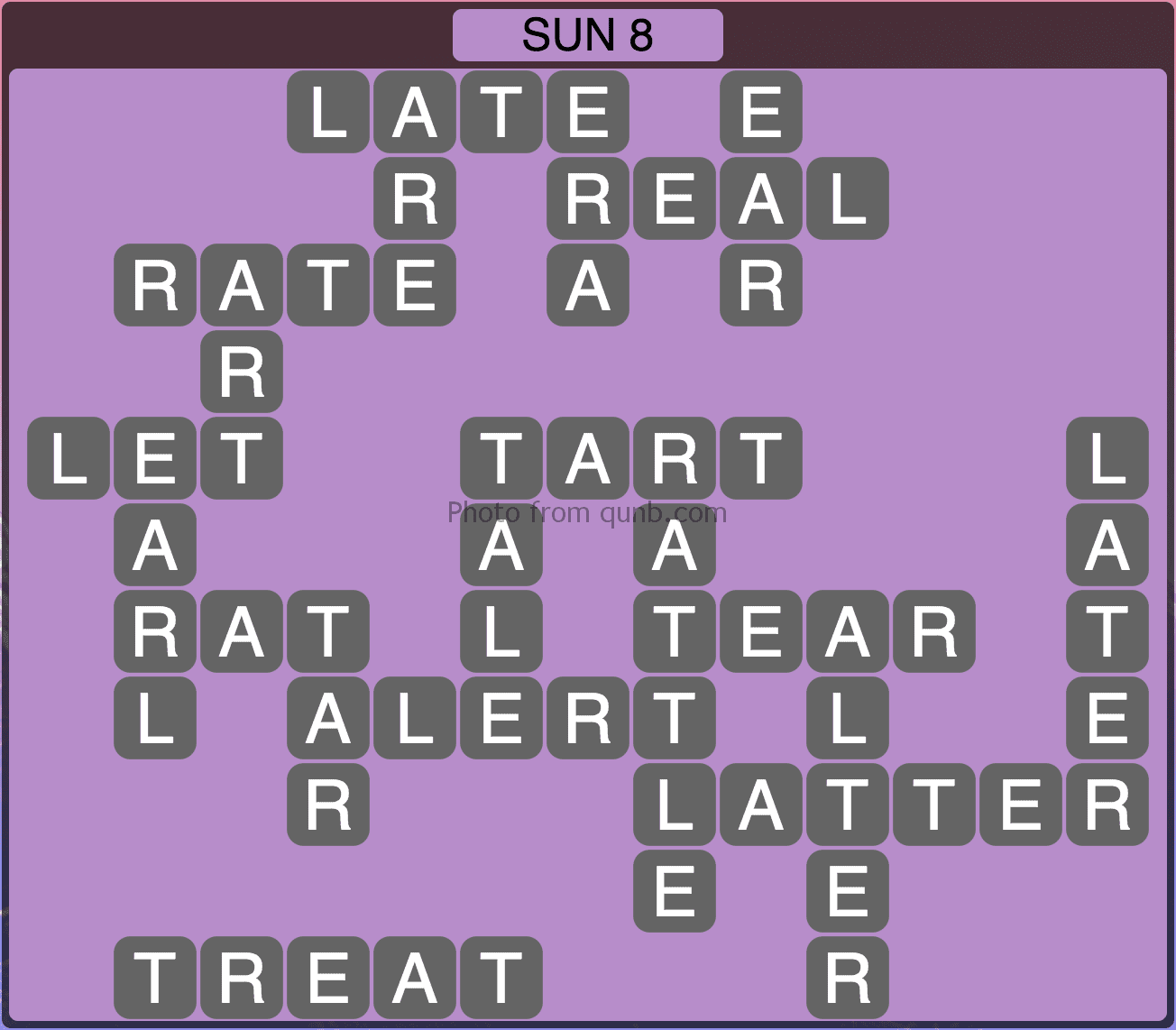 Wordscapes Level 232 (Sun 8) Answer » Qunb