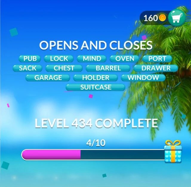 Word Stacks Level 434 Opens and closes Answers » Qunb