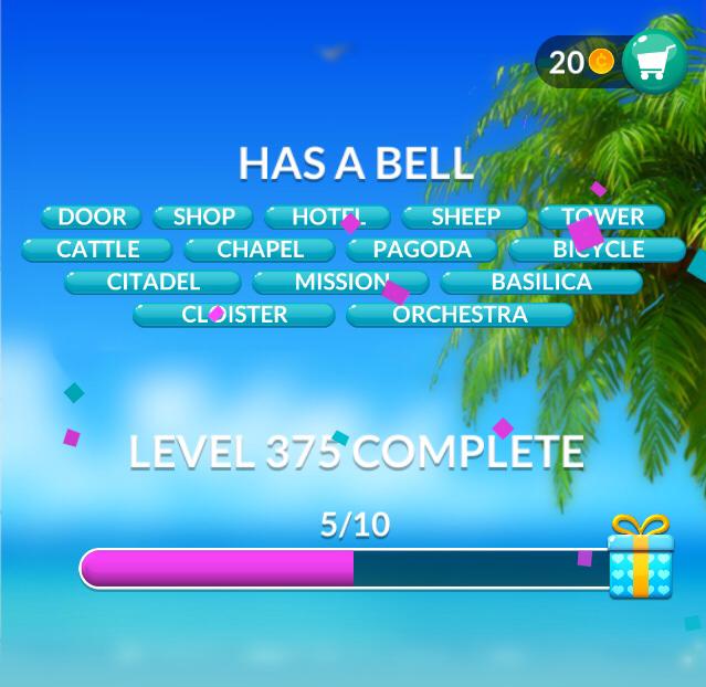 Word Stacks Level 375 Has a bell Answers » Qunb