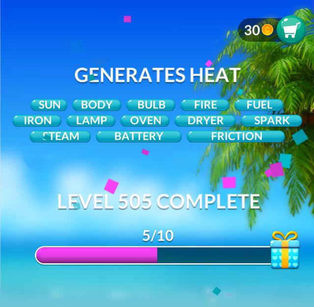Word Stacks Level 505 Generates heat Answers » Qunb
