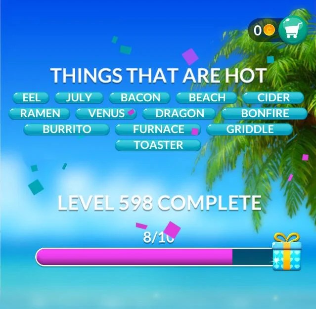 Word Stacks Level 598 Things that are hot Answers » Qunb