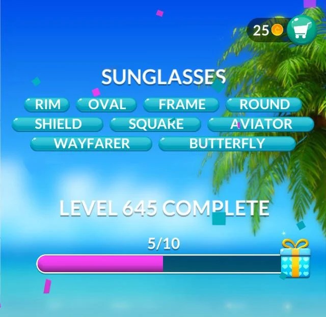 Word Stacks Level 645 Sunglasses Answers » Qunb