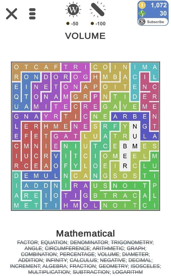 Word Snake Mathematical » qunb