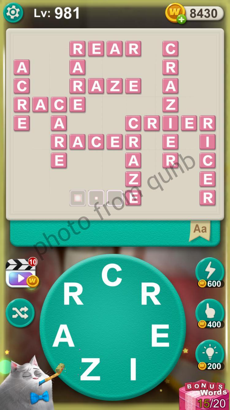 Word Villas Level 981 Answers » Qunb