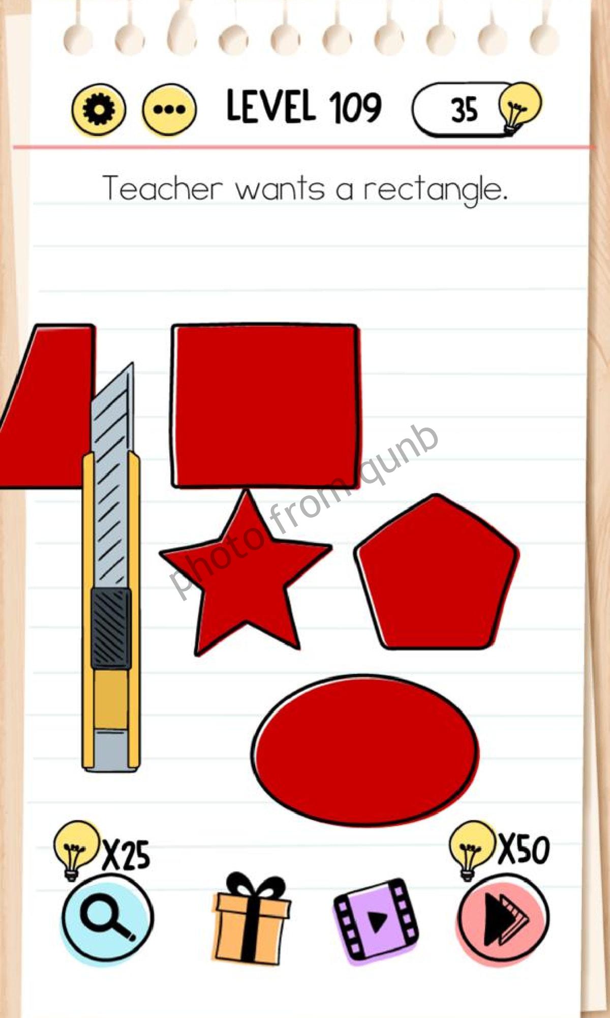 Brain Test Level 109 Teacher wants a rectangle Answers Solutions » Qunb