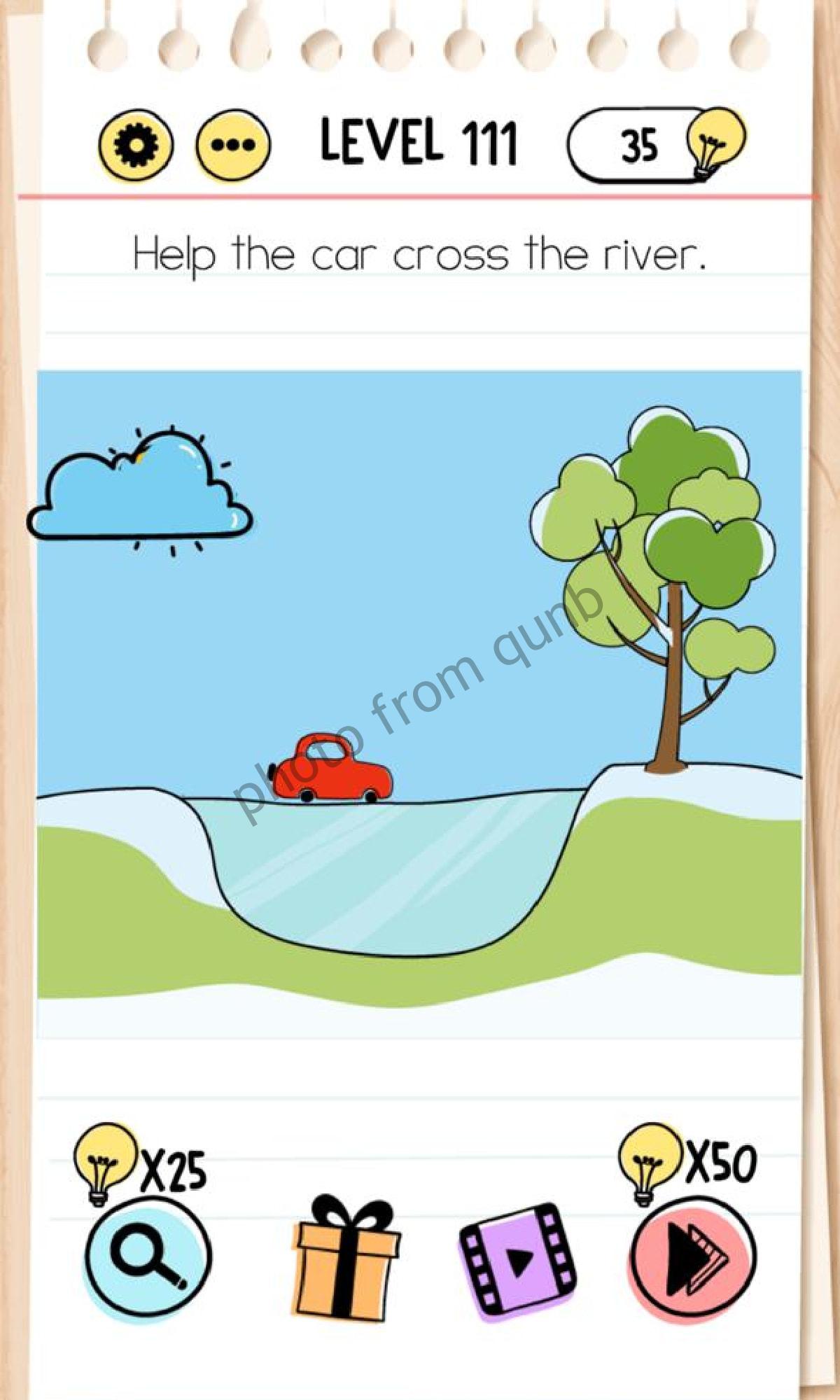 Brain Test Level 111 Help the car cross the river Answers