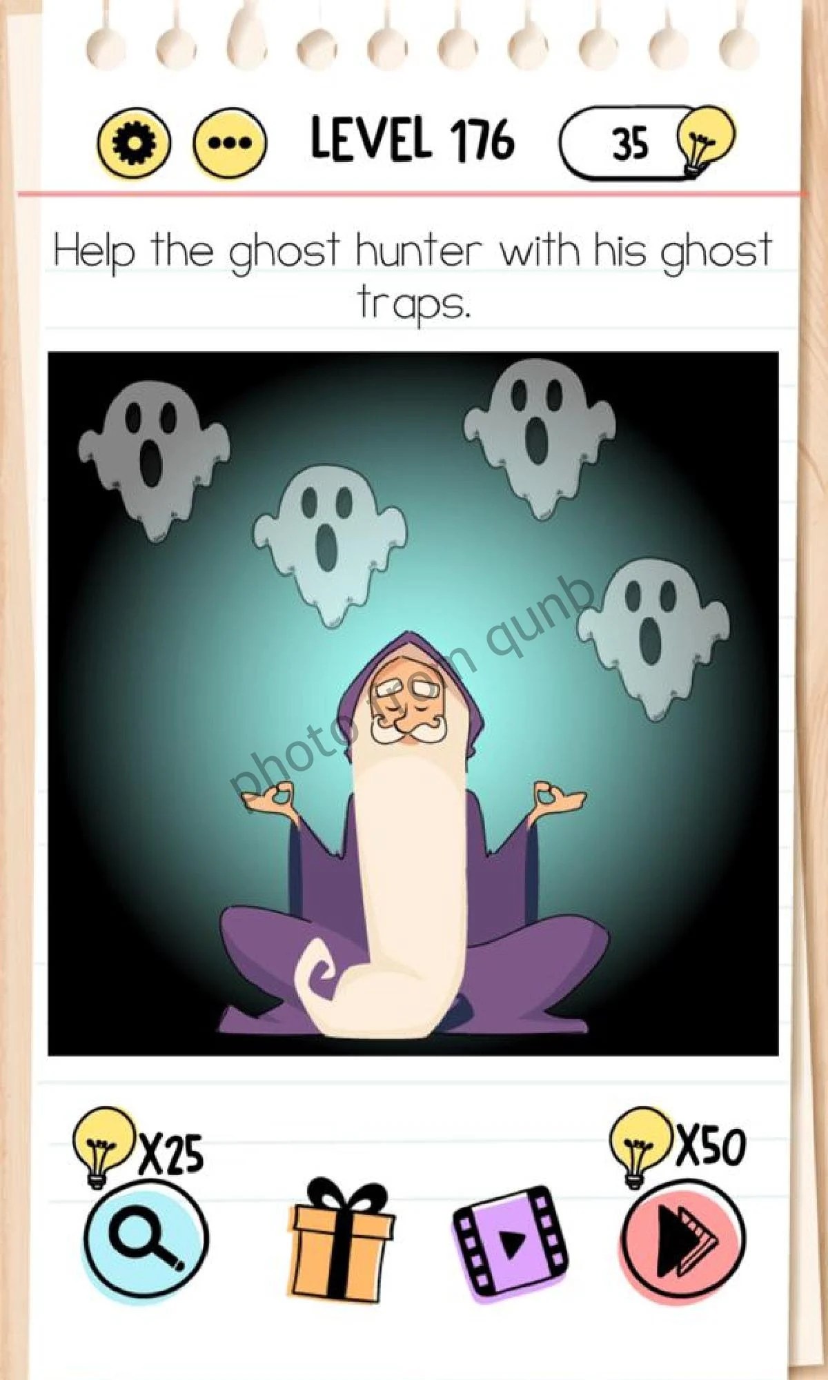 Brain Test Level 176 Help the ghost hunter with his ghost traps Answers
