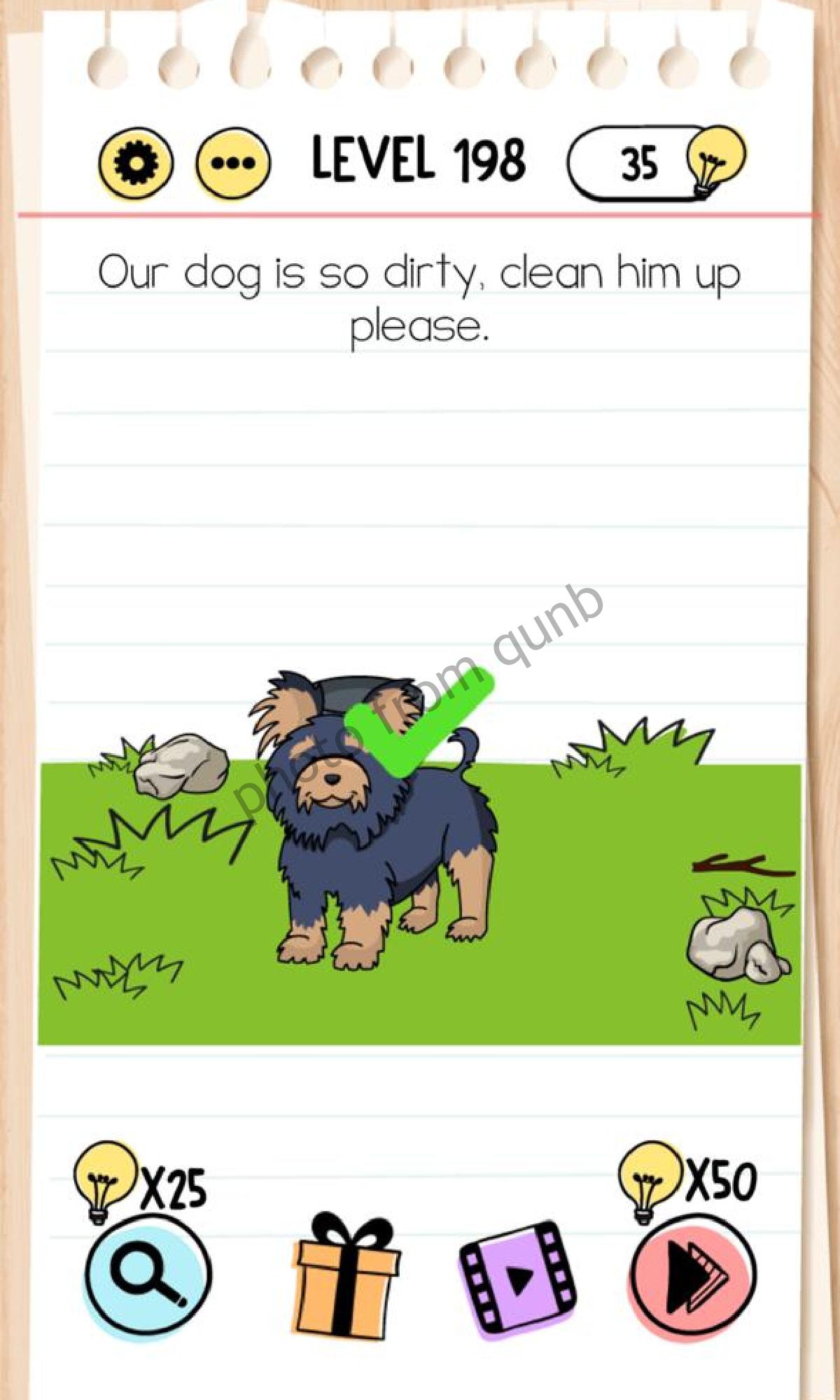 Brain Test Level 198 Our dog is so dirty, clean him up