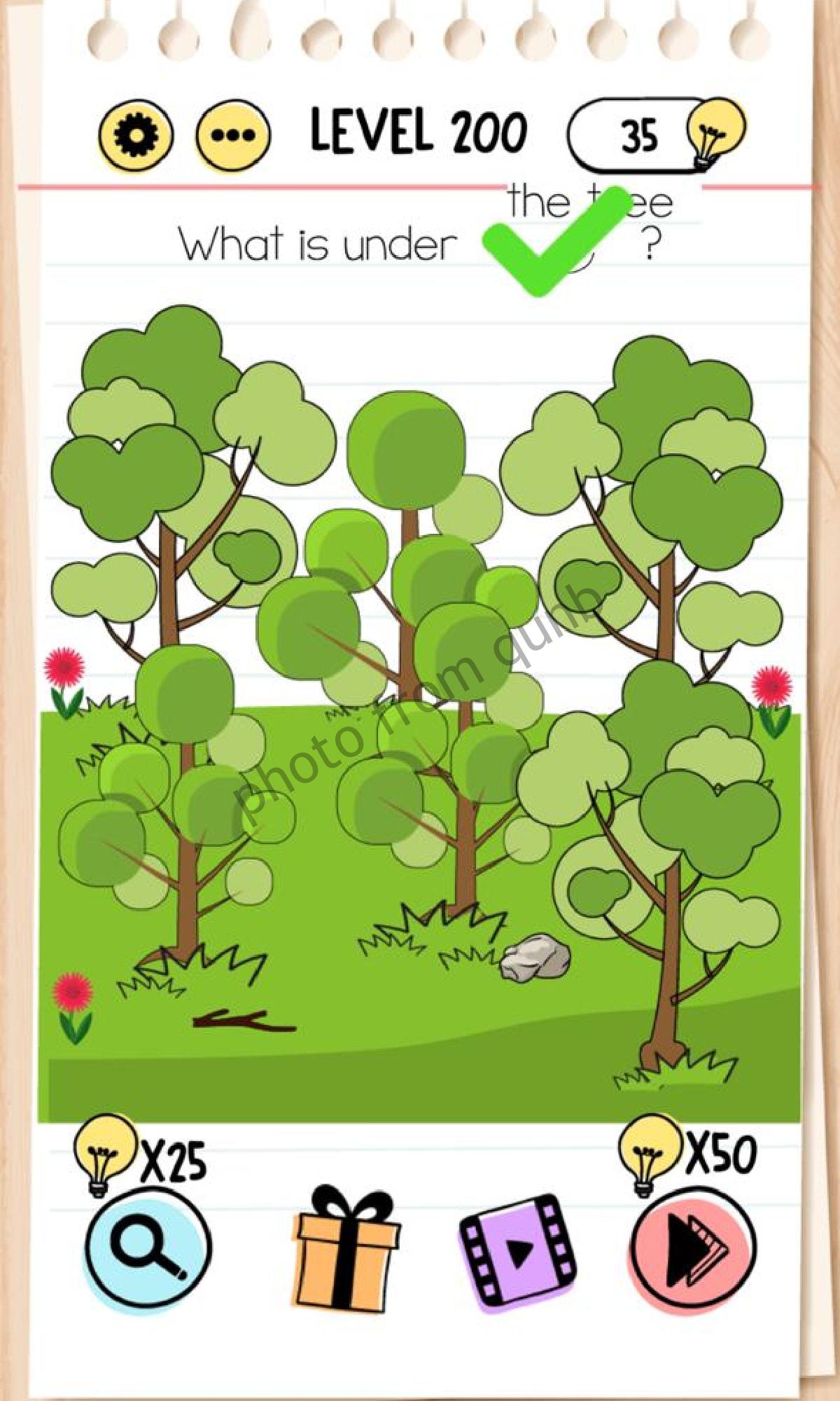 Brain Test Level 200 What is under the tree Answers Solutions » Qunb