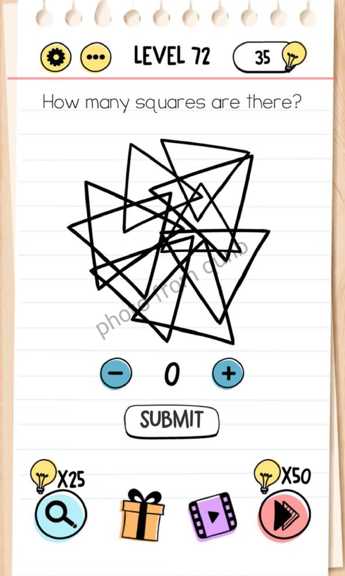 Brain Test Level 72 How many squares are there Answers Solutions » Qunb