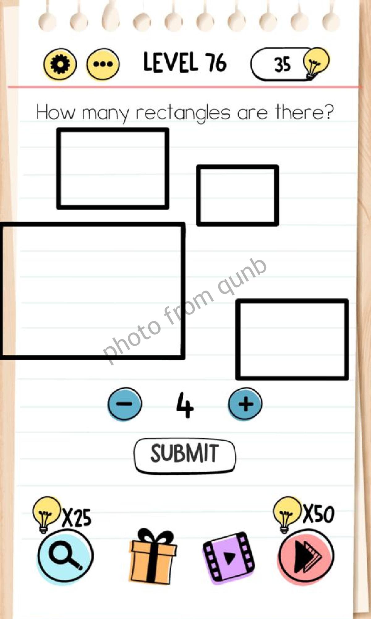 Brain Test Level 76 How many rectangles are there Answers Solutions » Qunb