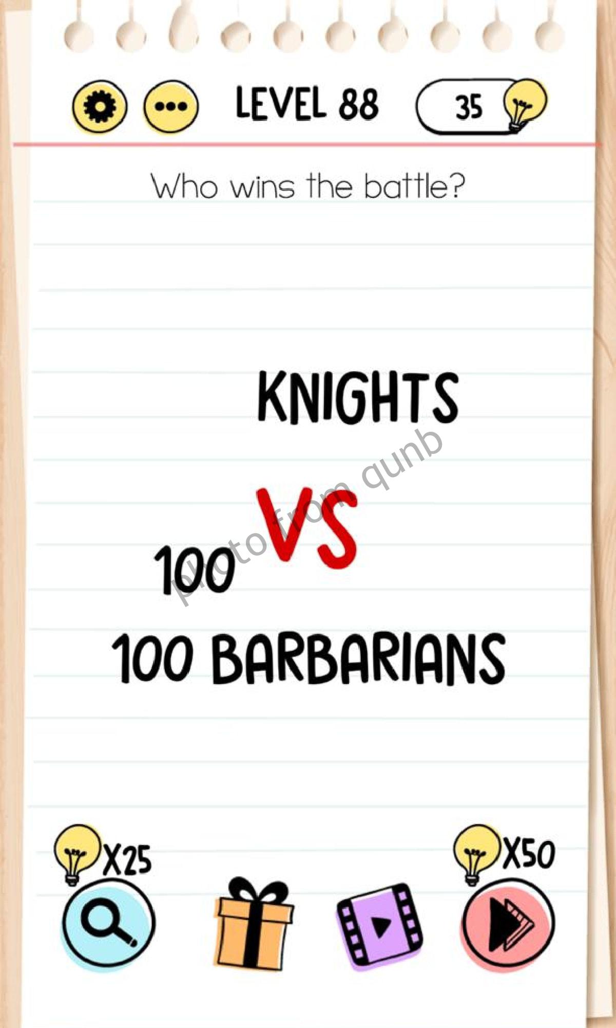 Brain Test Level 88 Who wins the battle Answers Solutions » Qunb