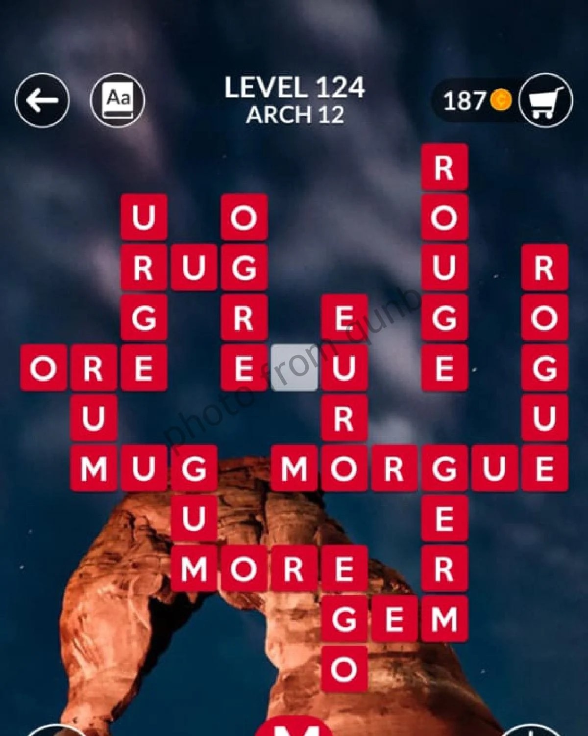 Wordscapes Level 124 Arch 12 Answers