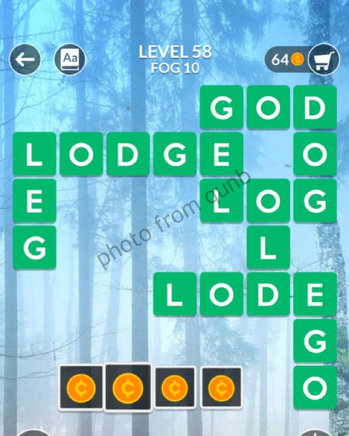 Wordscapes Level 58 Fog 10 Answers