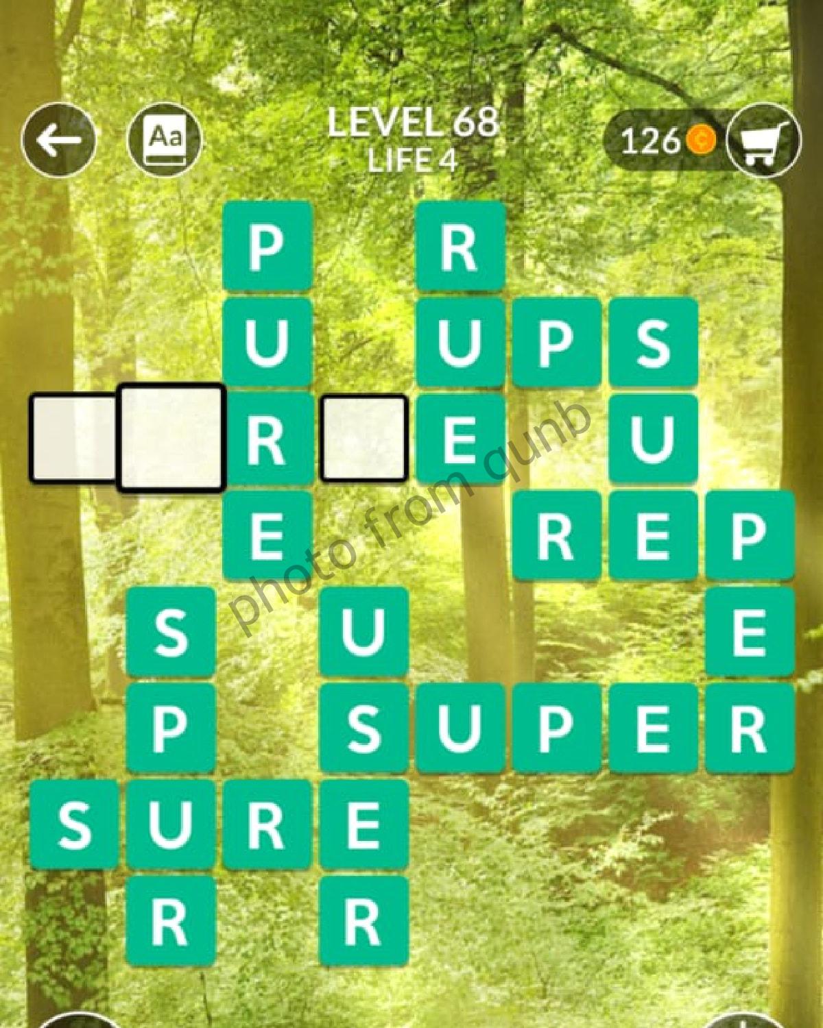 Wordscapes Level 68 Life 4 Answers