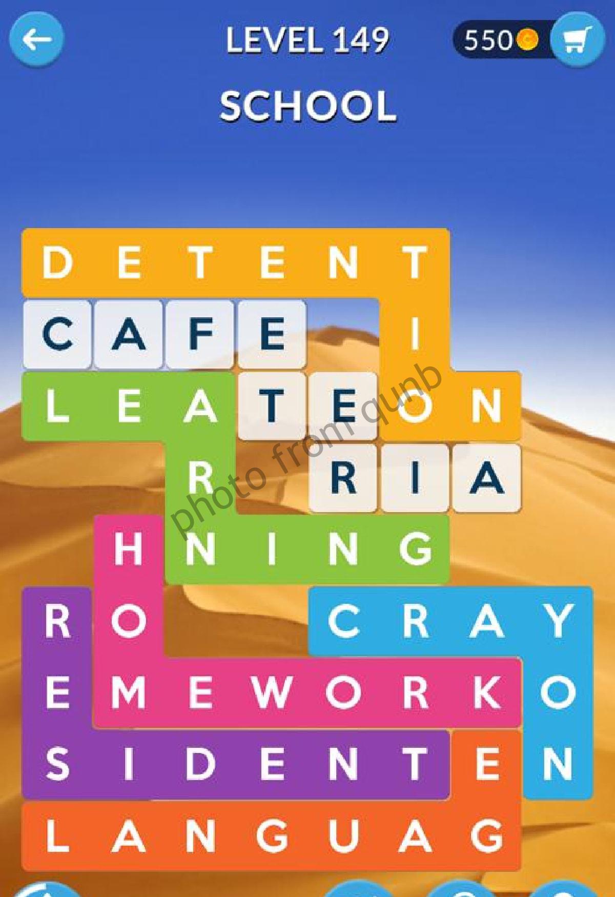 Word Shapes Level 149 School Answers » Qunb