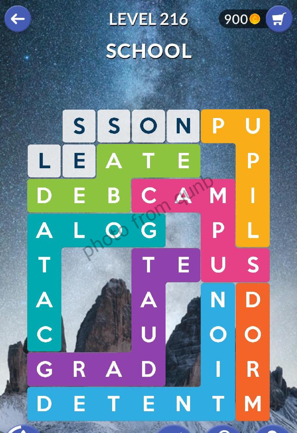 Word Shapes Level 216 School Answers » Qunb