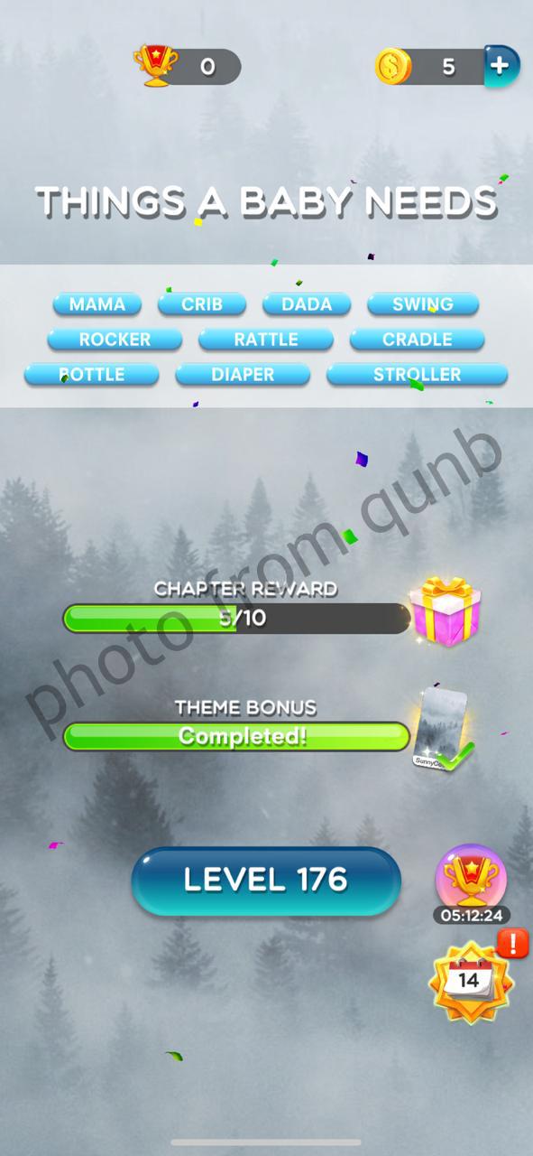 Word Crush Level 175 Things A Baby Needs Answers » Qunb