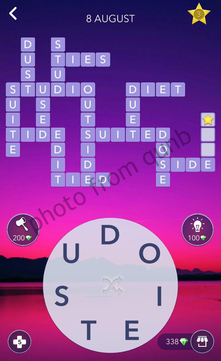 Words of Wonders (WOW) Daily Puzzle August 8 2020 Answers » Qunb