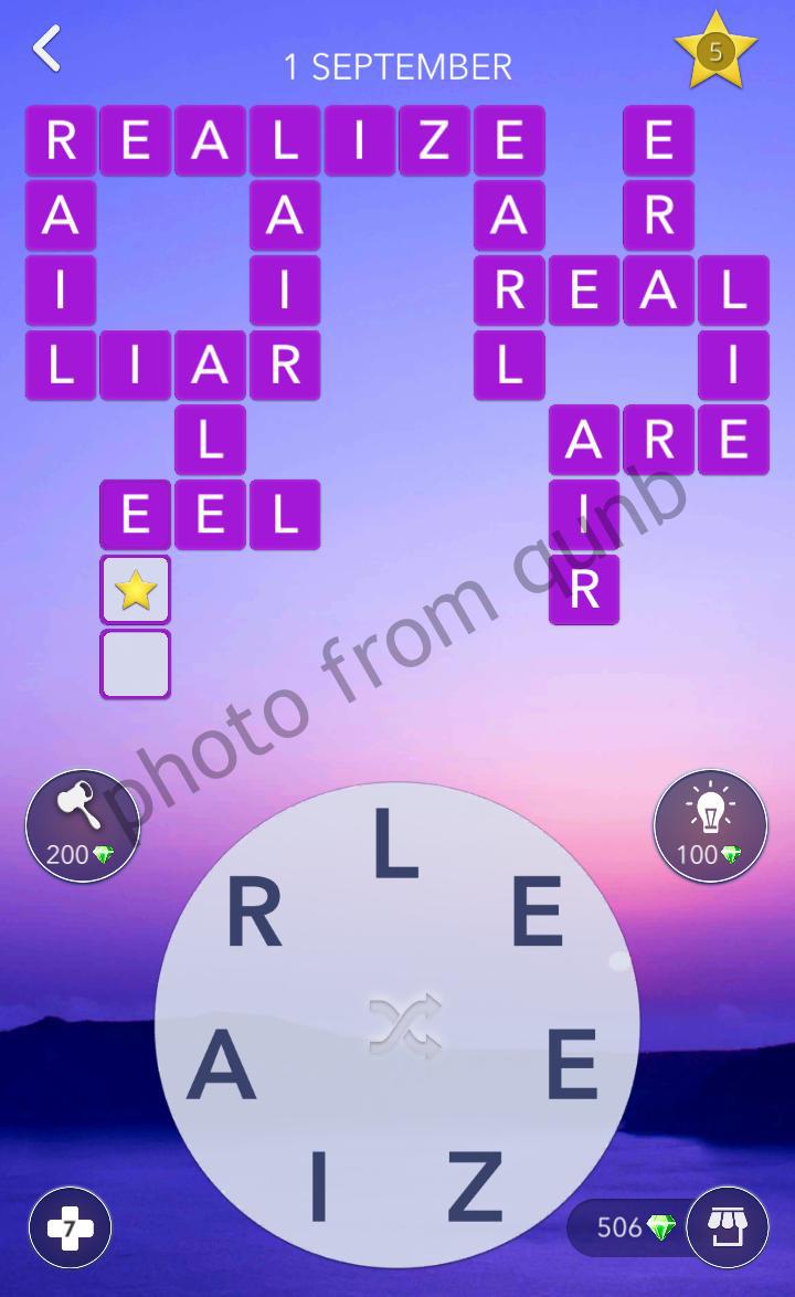 Words of Wonders (WOW) Daily Puzzle September 1 2020 Answers » Qunb
