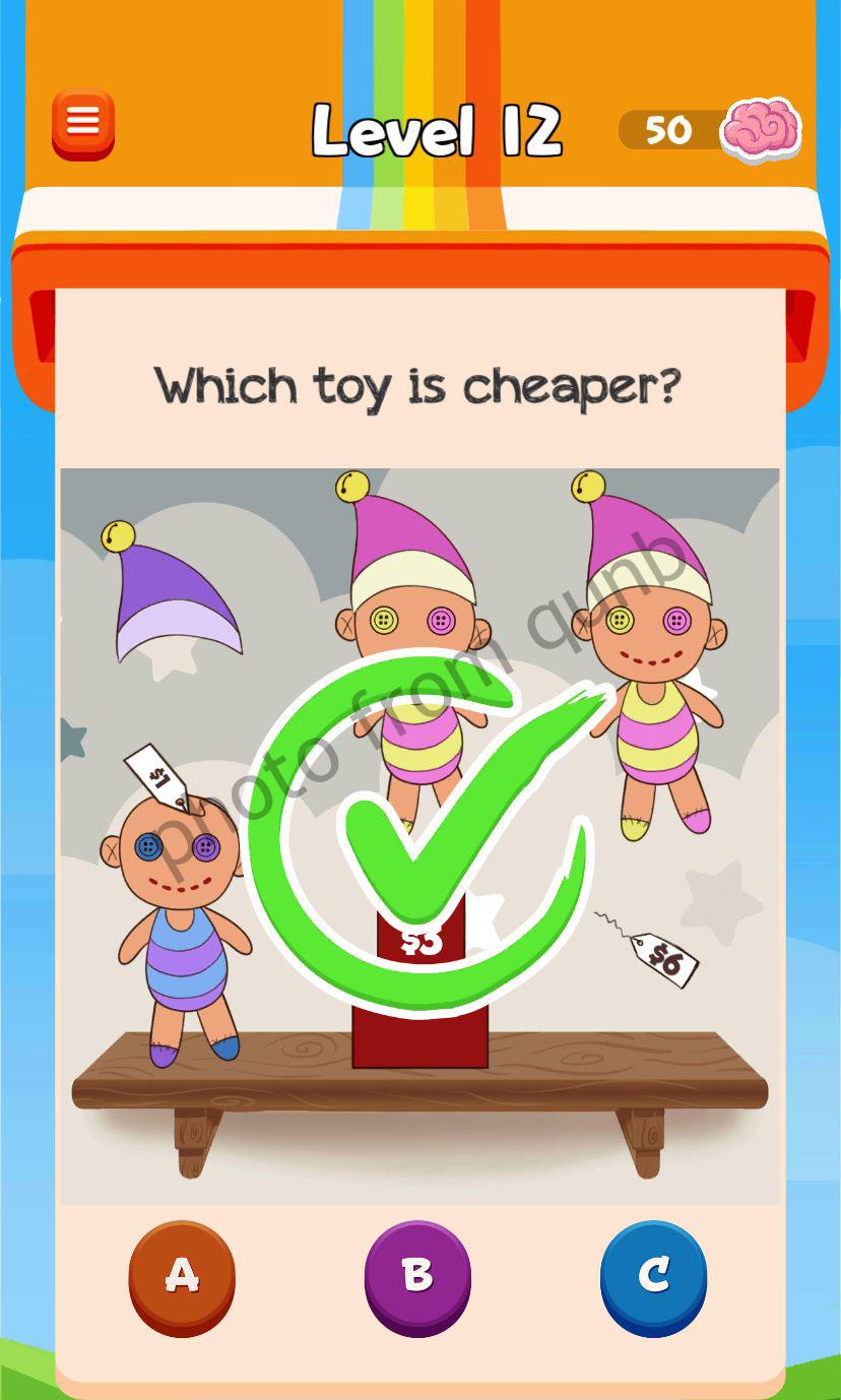 Braindom 3 Level 12 Which toy is cheaper Answers
